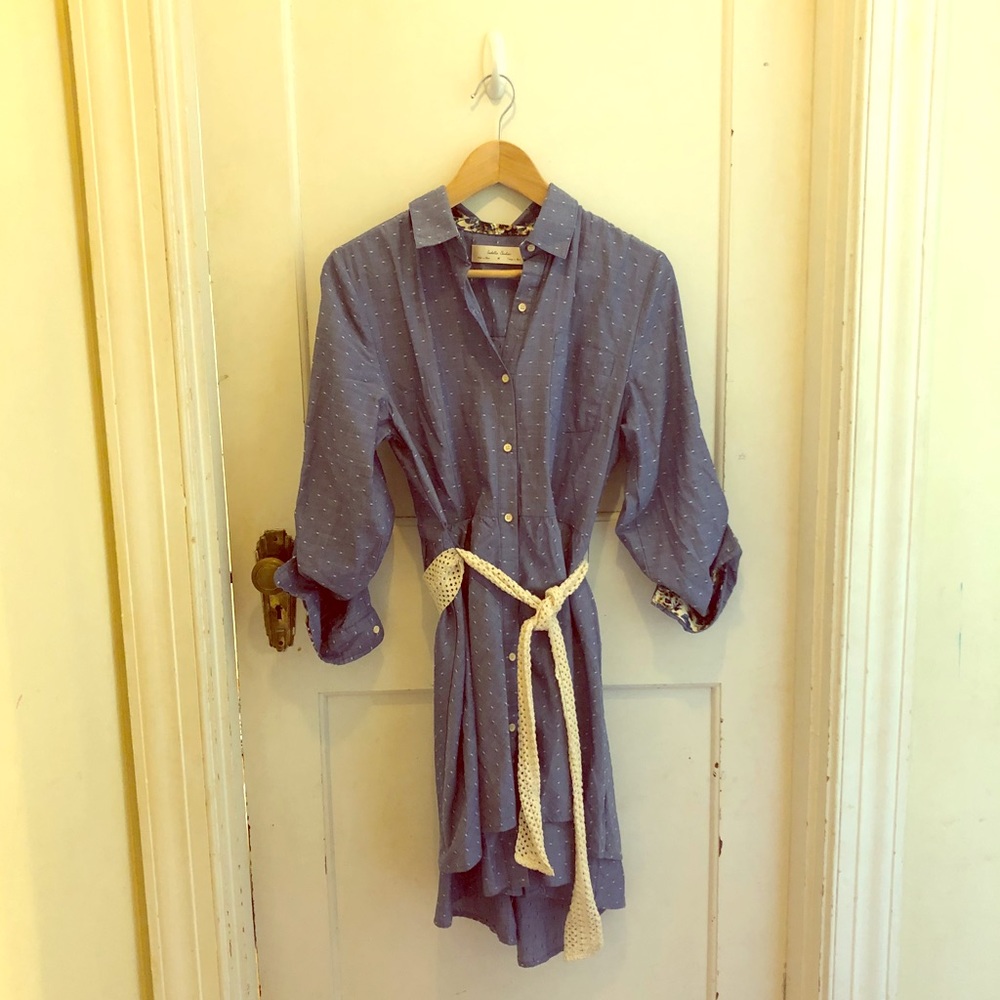 Anthro Isabella Sinclair blue and white dress